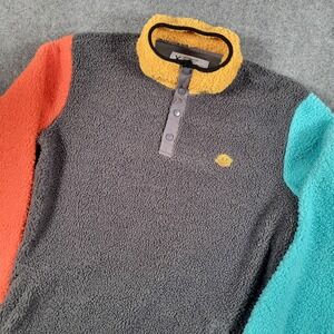 Dutch Bros Fleece Sweatshirt‎ Mens Medium Colorblock Snap Mock Neck Pullover
